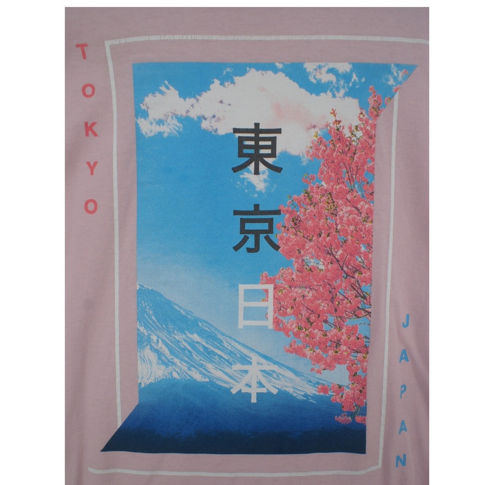 Popular Poison Mens Tokyo Japan Mount Fuji Graphic T-Shirt Pink Medium Cotton - Picture 10 of 10